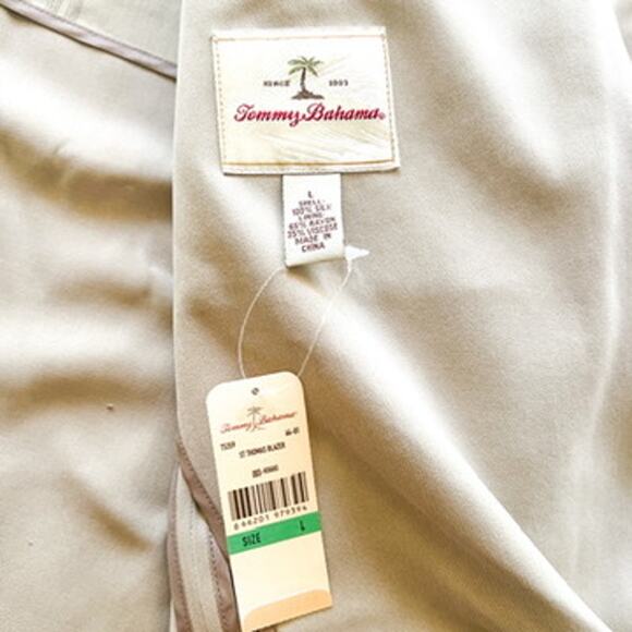 NWT Tommy Bahama 100 Silk St Thomas Men's Large Unstructured Blazer in Khaki - Picture 5 of 13